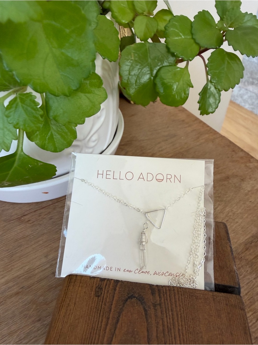 Hello Adorn Silver Triangle Necklace with Tassel